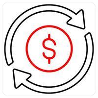 Cash Flow and money icon concept in red line color vector
