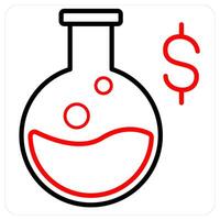 Marketing Research and filter icon concept in red line color vector