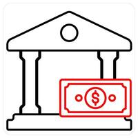 Bank and institution icon concept in red line color vector