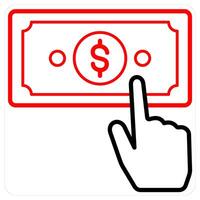 Currency and conversion icon concept in red line color vector