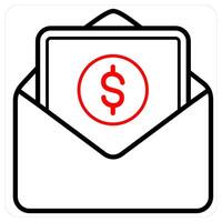 Banking and increment icon concept in red line color vector