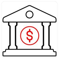 Finance Bank and banking icon concept in red line color vector