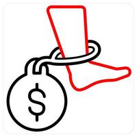 Debt and loan icon concept in red line color vector