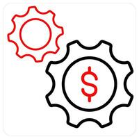 Investment Management and icon concept in red line color vector