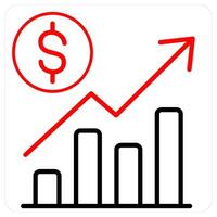 Sales Analytics and financial icon concept in red line color vector