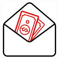Email Funds and business icon concept in red line color vector