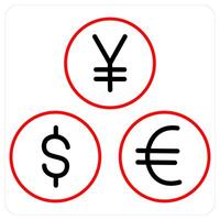 Currency Exchange and conversion in red line color vector