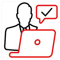 Online Banking and finance icon concept in red line color vector