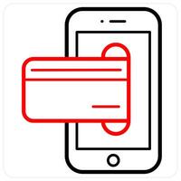 Debit Card and payment icon concept in red line color vector