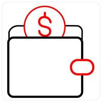 Savings and money icon concept in red line color vector