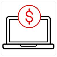 Online Payment and digital money icon concept in red line color vector
