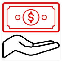 Finance and management icon concept in red line color vector