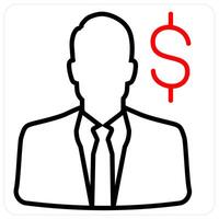 Investor and investment icon concept in red line color vector
