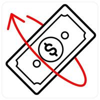 Money Transfer and cash icon concept in red line color vector