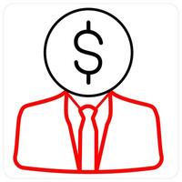 Investor and share market in red line color vector