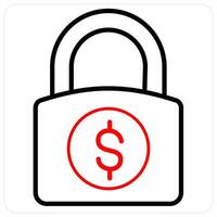 Security and asset icon concept in red line color vector