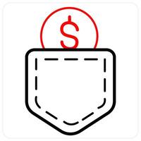 Commission and money icon concept in red line color vector