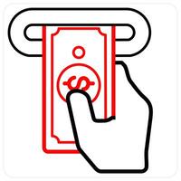 ATM and deposit icon concept in red line color vector