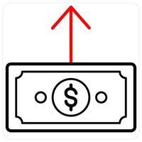 Send Money and currency icon concept in red line color vector