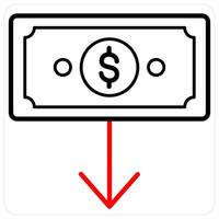 Receive Money and receive payment icon concept in red line color vector