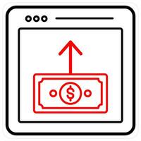 Online Payment and money icon concept in red line color vector