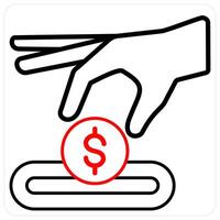Insert Coin and atm icon concept in red line color vector