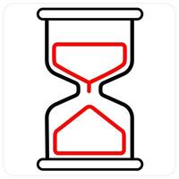Hourglass and sandglass icon concept in red line color vector