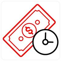 Time Is Money in red line color vector