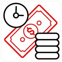 Time Is Money concept in red line color vector
