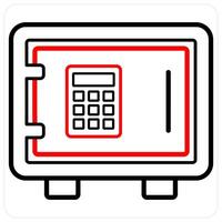 Safe and bank locker icon concept in red line color vector