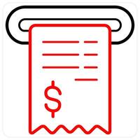 Receipt and bill icon concept in red line color vector