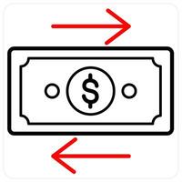 Cash Flow and money flow icon concept in red line color vector