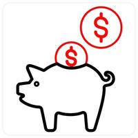 Savings icon concept in red line color vector