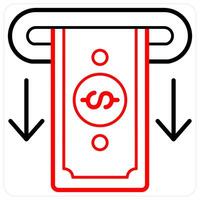 Withdraw Money and atm card concept in red line color vector