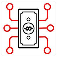 Cash Flow and money flow concept in red line color vector