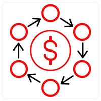 Money Flow and cash flow icon concept in red line color vector