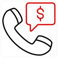 Finance Call and communication icon concept in red line color vector