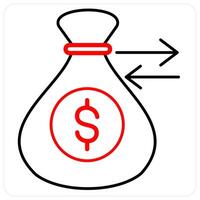 Funds and cash concept in red line color vector