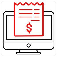 Online Receipt and online revenue icon concept in red line color vector