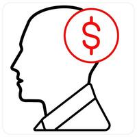 Investor and share market concept in red line color vector