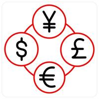 Currency Exchange and conversion icon concept in red line color vector
