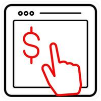 Pay Per Click icon concept in red line color vector