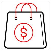 Money Bag icon concept in red line color vector