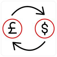 Money Conversion and currency icon concept in red line color vector