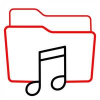 Music Folder and Folder icon concept in red line color vector