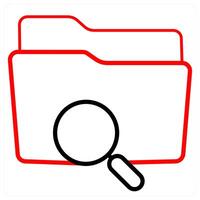 Search Folder and Folder icon concept in red line color vector