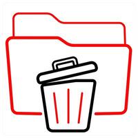 Trash Folder and Folder icon concept in red line color vector