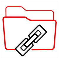 Link Folder and Folder icon concept in red line color vector