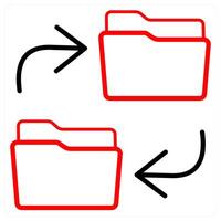 Backup Folder and Folder icon concept in red line color vector