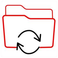 Folder Sync and Folder icon concept in red line color vector